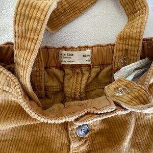 Zara Kids Wide Leg Cords Corduroy Pants with Suspenders Elastic Waist Brown 5